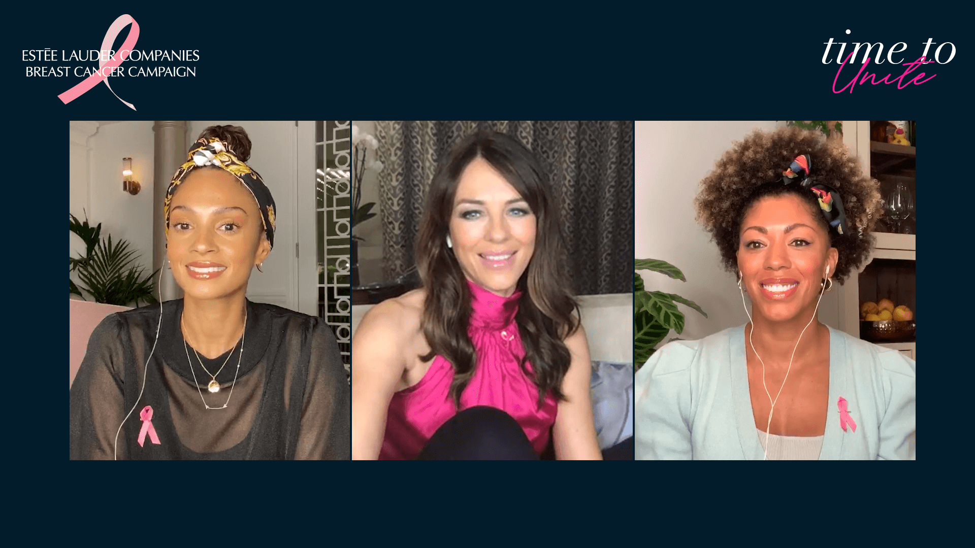 Video conference call between Estée Lauder models